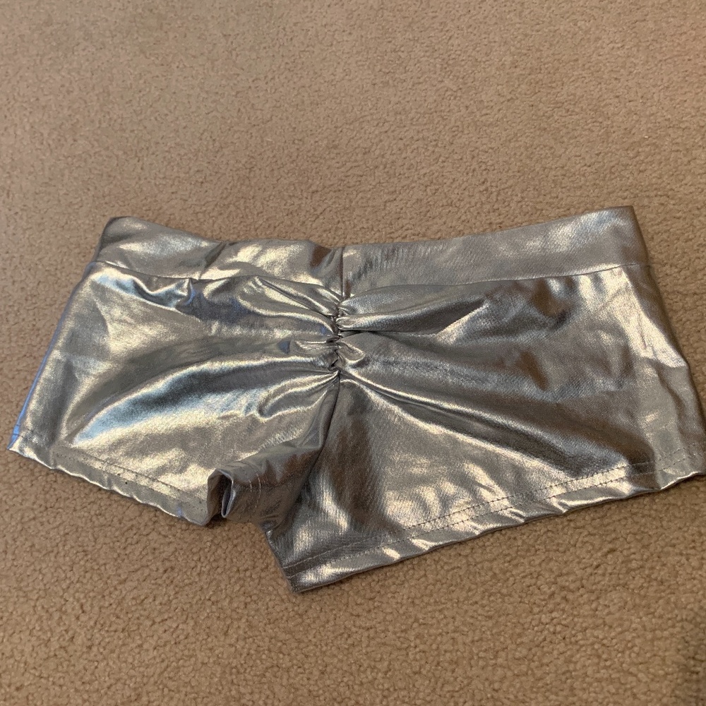 iHeartRaves Silver Metallic Booty Shorts